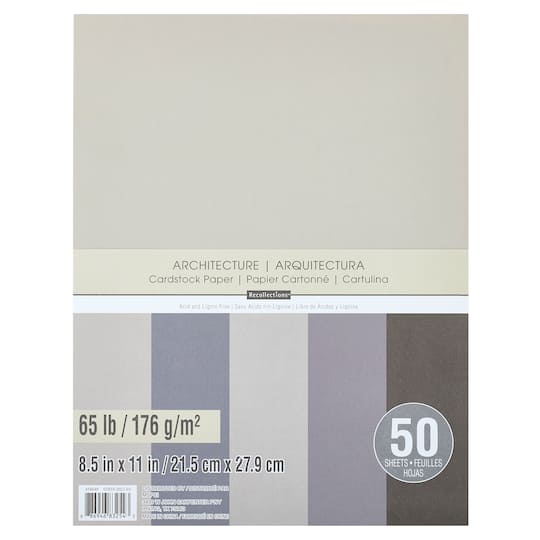 12 Packs: 50 ct. (600 total) Architecture 8.5&#x22; x 11&#x22; Cardstock Paper by Recollections&#x2122;